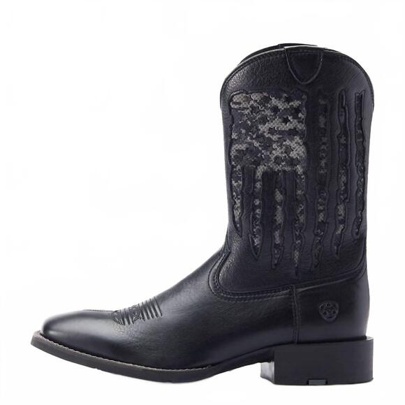 NEW ARIAT men's sport my country ventek western boot in black